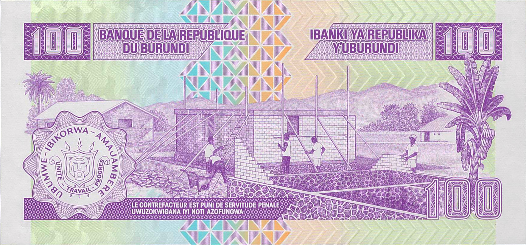 Burundi 100 1993 UNC P-37/a